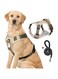 Pet Harness, Large Dog Harness, Anti-Pull Dog Harness, Adjustable No Pull Dog Harness with Padded Handle, Khaki- M