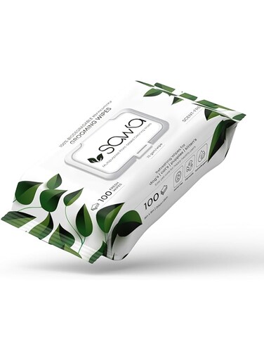 SAWA Dog Wipes, 100 Pcs Thick Plant Based Cat Grooming Wipes For Easy Use on Paws, Body and Bum, Unscented pet wipes