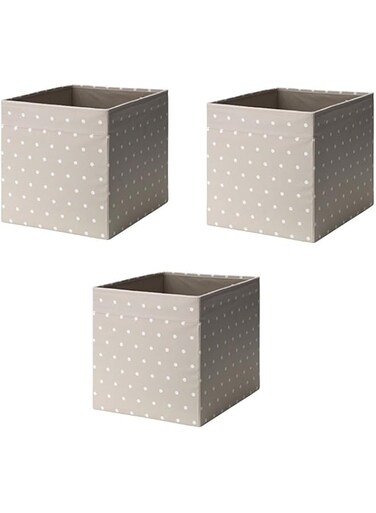 Ikea Drona Box (Beige Dotted, 3 Pack (L:15" x W:13" x H:13"))