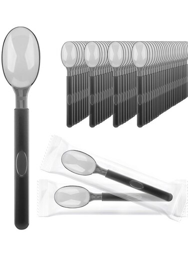 Plastic Spoons, Heavy Duty Spoon Cutlery Disposable Utensils Silverware Set for Party Bulk Wedding Birthday Holiday Family Gathering