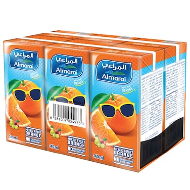 Almarai 100% Orange Juice 140ml Pack of 6