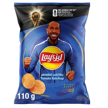 ليز رقائق البطاطس ليز بنكهة الكاتشب والطماطم، 110 غرام