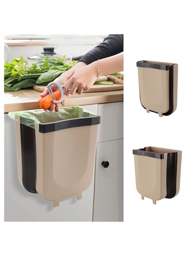 Showay Hanging Kitchen Trash Can For Cabinet Trash Can Mini Garbage Can Collapsible Waste Bins 9 Liter For Cabinet Door Car Bathroom Office Bedroom Camping