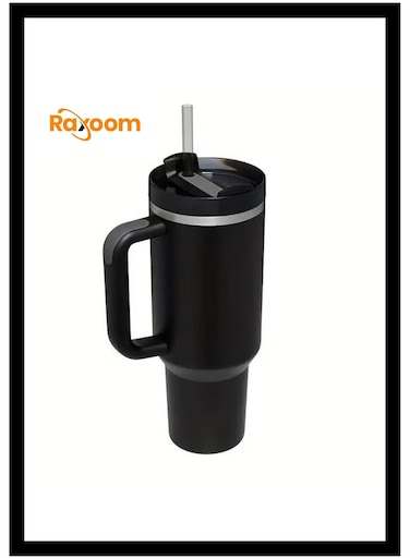 Stainless Steel Vacuum Insulated Tumbler with Lid and Straw for Water, Iced Tea or Coffee, Smoothie and More, Black Quartz, 40 oz