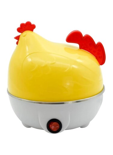 Fitto Hen-Shaped Yellow Egg Cooker - 7 Egg Capacity, Fast Electric Boiler for Hard, Soft, and Medium Eggs, Compact and Portable, Easy to Clean, Automatic Shutoff
