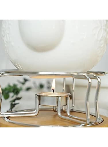 Art Warmer Stand For Tea Pot And Coffee Warmer With Bamboo Base - Keep Your Beverages Warm At The Table