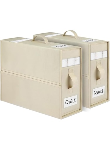 MostNow 2Pack Foldable Bed Sheets Set Organizers and Storage,Linen Fabric Closet Organizers with Window,Folding Bedding Storage Box for Bedding Sheets,Duvet Covers,Blankets