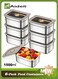 6 Pcs 1500ml Stainless Steel Food Storage Containers with Airtight Lids, Leak-Proof Food Containers and Lunch Boxes for Kitchen, Fridge, and Meal Prep