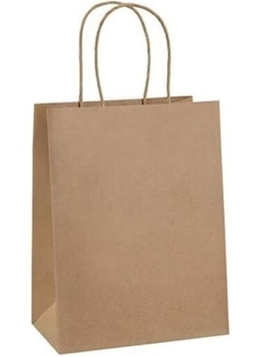 Kraft Paper Bags - Pack Of 50 Craft Small Paper Grocery Bags With Handles For Shopping, Party, Birthday, Wedding Gift, Retail, Merchandies Ecofreindly Reusable Brown (20X11X27 Cm)