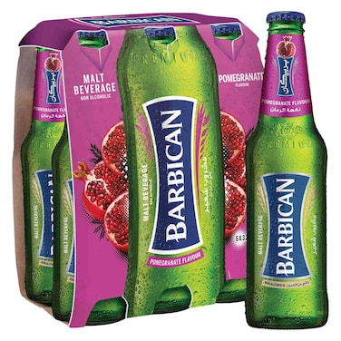 باربيكان زجاجة مشروب الشعير الخالي من الكحول بنكهة الرمان ، 325 ملل، عبوة من 6 حزمة