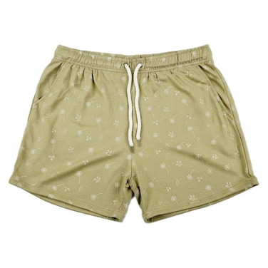 Women Floral Print Jersey Shorts, Olive Green, S-XL, FB182