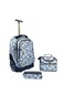 3-Piece Rolling School Set, 18-Inch Wheeled Backpack with Lunch Bag and Pencil Case, Pastel.WHITE PANDA PRINT