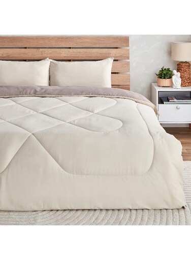 Box Derby 3-Piece Reversible Microfiber Queen Comforter Set - 200x230 cm