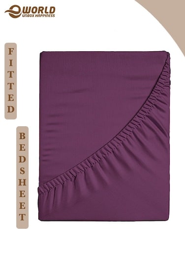 Purple Microfiber Fitted Bedsheet with Deep Pocket for a Snug Fit, Breathable, Machine Washable for Optimal Protection, Available in King, Queen and Single Sizes, Without Pillow Cover