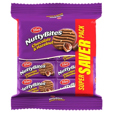 Tiffany Nutty Bite Hazelnut and Chocolate Cookies, 80.2g Pack of 8