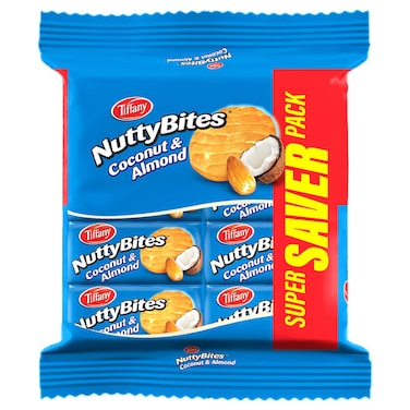 Tiffany Nutty Bites Coconut and Almond Cookies, 81g Pack of 8