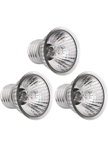 POPETPOP 3 Pack 75W Reptile Heat Lamp Bulb- Reptile Sun Light Bulbs UVA UVB Basking Lamp for Reptiles and Amphibian