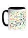 Tree Leaves Printed Coffee Mug Black/White/Beige 325ml