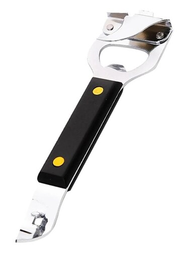 Pack 4-in-1 Can Punch Bottle Opener Classic Stainless Steel Manual Can Opener for Liquid with Cap Catcher, Can Tapper Church Key for Camping and Traveling