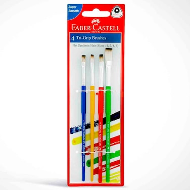 Faber-Castell Synthetic Hair Paint Brushes Flat Set, 4 PCS