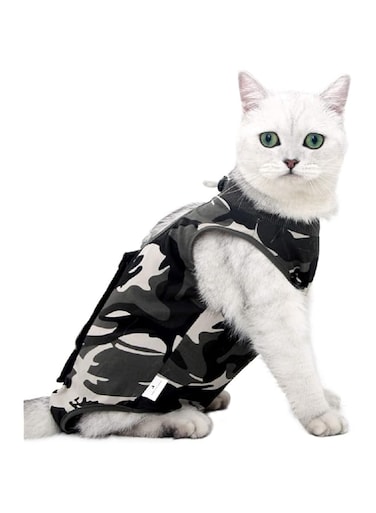 oUUoNNo Cat Wound Surgery Recovery Suit for Abdominal Wounds or Skin Diseases, After Surgery Wear, Pajama Suit, E-Collar Alternative for Cats and Dogs (S, Camouflage)