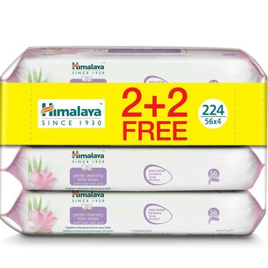 هيمالايا مناديل مبللة ذو تنظيف لطيف للأطفال 56 منديل حزمة من 4 - أبيض