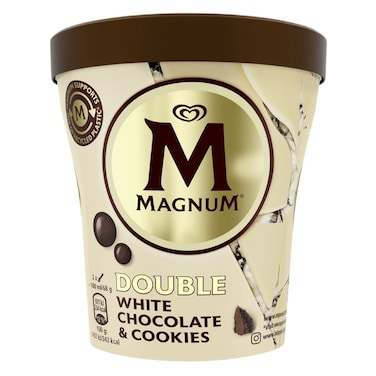 Kwality Wall's Magnum Double White Chocolate and Cookies Pint Ice Cream, 440ml