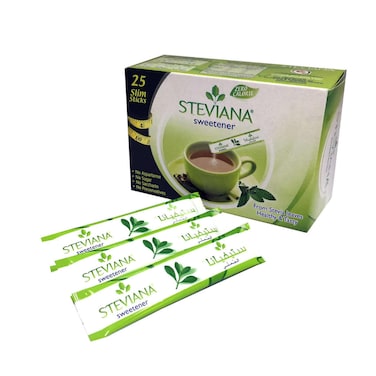 Steviana Zero Calorie Sweetener from Stevia Leaves 25 Slim Sticks, 37.5g