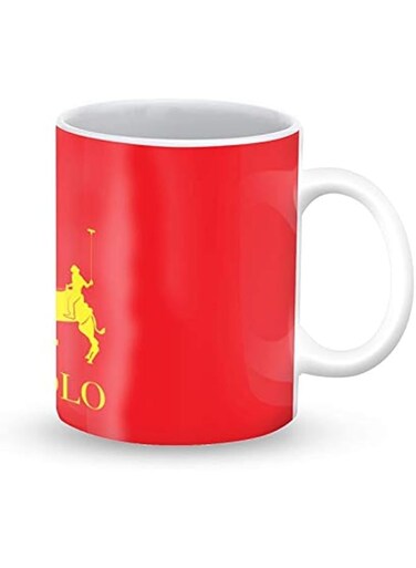 Stylizedd Designer Printed Coffee Mug with Heavy Duty Handle 11oz Ceramic Personalised Gift Mugs Cup [Microwave Safe &amp; Dishwasher Proof ] - BOLO Red