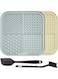 ALLNEWELOOK Large Lick Mat for Dogs Cats, 2Pcs Slow Feeder Lick Pat, Anxiety Relief, Enrichment Toys, Treat Mat, Pets Supplies Bathing Grooming Training Calming Mat (GRAY BEIGE, 20CM)