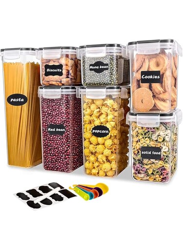 TYCOM Airtight Food Storage Containers - Wildone Cereal &amp; Dry Food Storage Containers Set of 7 with Easy Locking Lids, for Kitchen Pantry Organization &amp; Storage