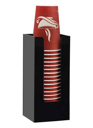 Coffee Cup Dispenser, Cup and Lid Organizer fits 5 to 16 oz Disposable Paper &amp; Plastic Cups, Acrylic Cup Holder for Table Countertop, Black