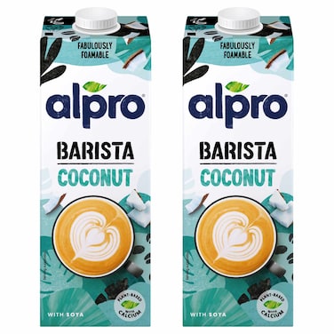 Alpro Barista Coconut Drink, 100% Plant-Based, Lactose &amp; Dairy Free  1L Pack of 2