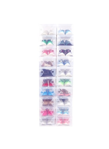 10-Piece Shoes Box Organizer White 33X20X12cm