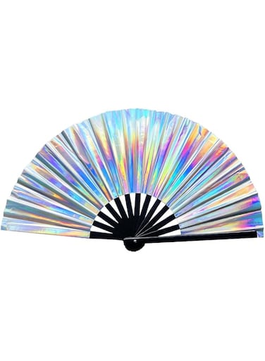 Bolivia's Folding Fans, Large Folding Hand Rave Fan, Holographic Laser Colors Hand Fan, Handheld Fan, for Rainbow Outfits, Disco Party, Home Decoration and Cooling in Various Occasions