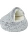 ZEKAROUL Cat Bed, Round Plush Fluffy Hooded Cat Bed Cave for Indoor Cats or Small Dogs Soothing Pet Bed Waterproof (15 in+Gray)