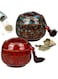 . Ceramic Tea Jar Vintage Chinese Style Storage Jars, 2 Pieces Tea Leaves Sealing Can with Tassel, Traditional Tea Caddy for Kitchen Tea Coffee Spices Sugar Condiment, 70ML