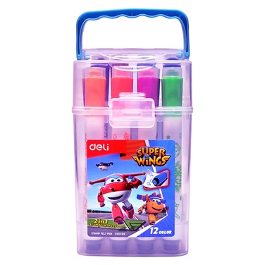 Deli Super Colours Stamp Felt Pen 12 PCS
