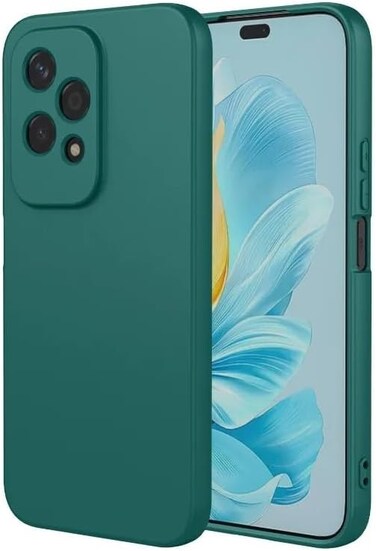 Case for Honor 200 Lite 5G, Liquid Gel Rubber Bumper Case Honor 200 Lite 2024 with Soft Microfiber Lining Cushion Slim Hard Shell Shockproof Protective Cover for Honor 200 Lite 5G 2024 (Green)