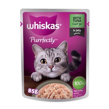 Whiskas Purrfectly Fish with Tuna, Wet Cat Food, 85g Pouch