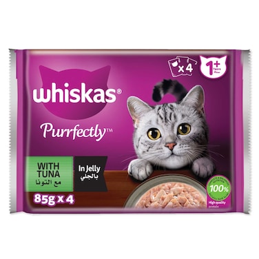 Whiskas Purrfectly Fish with Tuna, Wet Cat Food, 85g Pouches (Pack of 4)