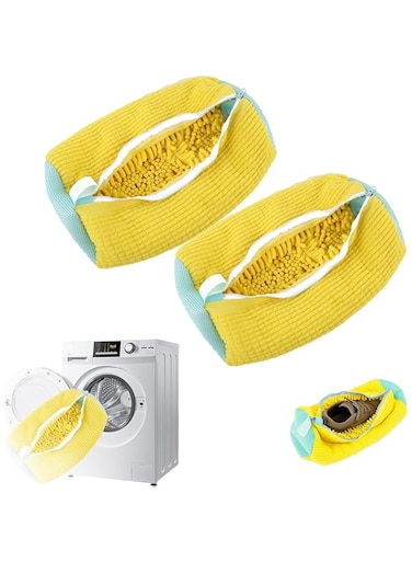 2Pcs Shoe Washing Machine Bag, Laundry Shoe Bag For Washer And Dryer, Reusable Shoe Washing Bag for All Shoe Types And Sizes (Yellow)