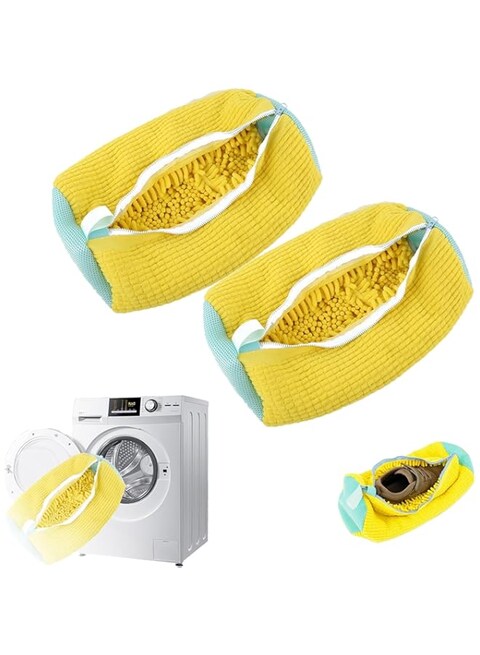 2Pcs Shoe Washing Machine Bag, Laundry Shoe Bag For Washer And Dryer, Reusable Shoe Washing Bag for All Shoe Types And Sizes (Yellow)