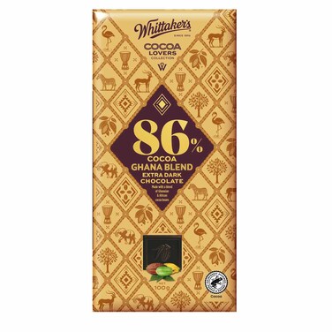 Whittaker&#39;s Cocoa Lovers Collection Cocoa Ghana Extra Dark Chocolate Bar, 100g