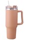 40 oz Tumbler with Handle and Straw, Insulated Stainless Steel Coffee Tumbler with Lid, Double Walled Travel Mug Water Bottle Cup, Large Tumbler for Hot and Cold Drinks Khaki