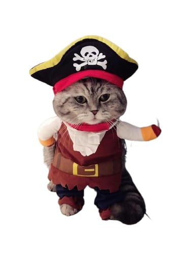 Funny Pet Clothes Pirate Dog Cat Costume Suit Corsair Dressing up Party Apparel Clothing for Cat Dog Plus Hat