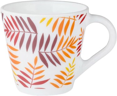 Larah by Borosil Set of 6 Tea &amp; Coffee Cups, 110 ml, Costa Design Opalware Mugs for Coffee, Tea and Hot Beverages Costa White
