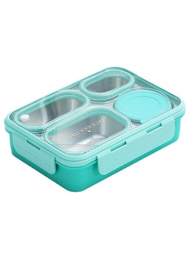 Lunch Box with Soup Bowl,850ml Stainless Steel Leak-proof Lunch Box,Compartments Food Container With Spoon And Chopsticks,Bento Box For Kids And Adults-Food Safe Materials (Green)