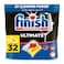 Finish Ultimate Dishwasher Tablets, Lemon Sparkle Scent, 2x More Cleaning Power, 32 Tabs