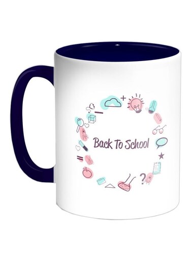 Back To School Printed Coffee Mug Dark Blue/White/Blue